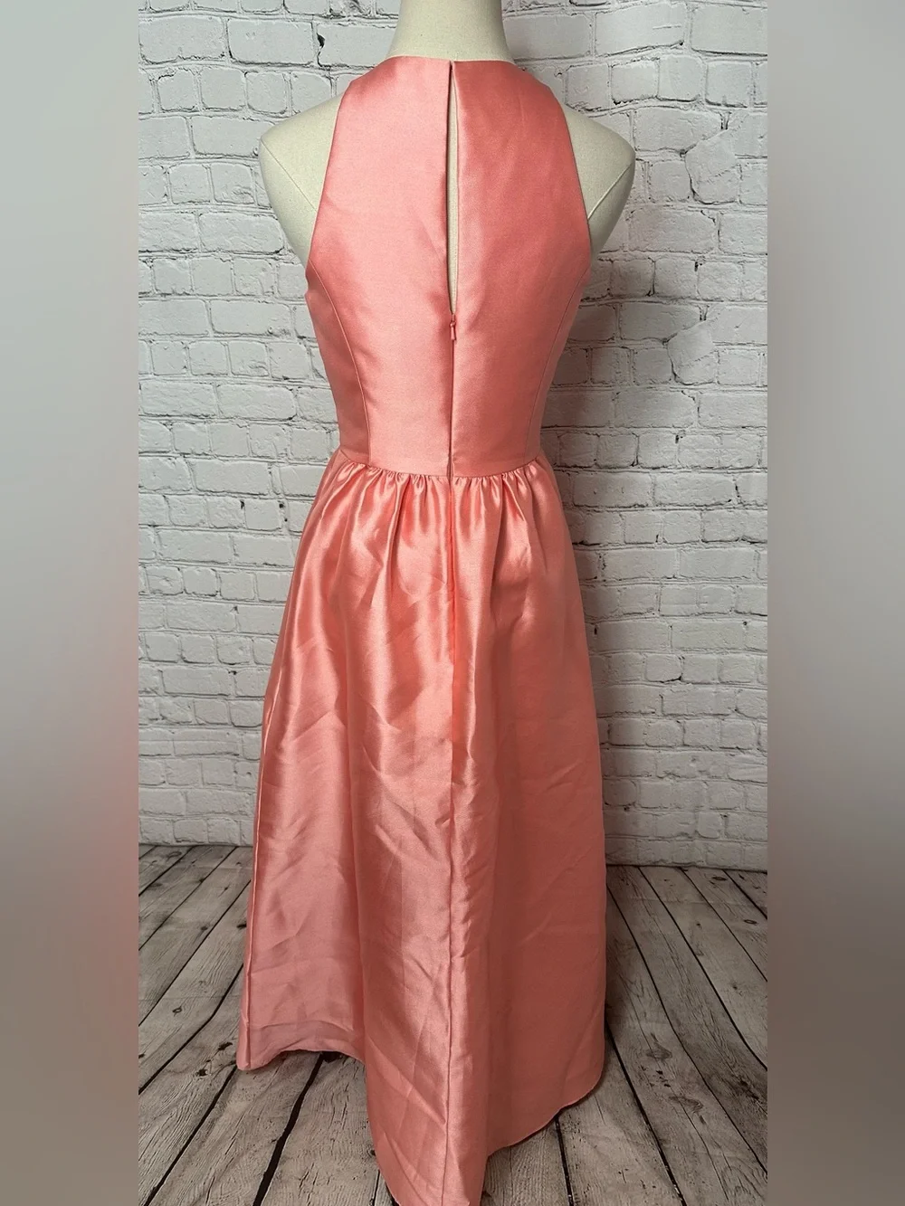 Alfred Sung Sleeveless Apricot Satin Special Occasion Gown Size 4 - Picture 3 of 9